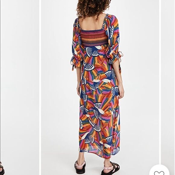 FARM Rio Rainbow Toucan Smocked Maxi size medium - Picture 9 of 16